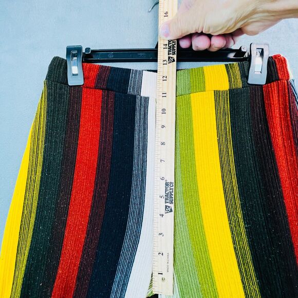 Retro 70s Boho Penny Primary Stripe Womens Sz Small High Waist Stretch Trousers - Picture 4 of 10